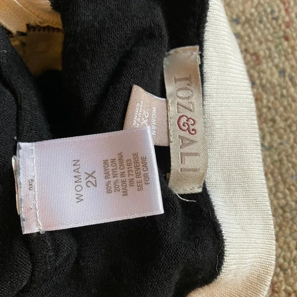 Roz &Ali Supper Soft And Cozy Black White trim Top Women Plus Size 2X Stretch - Picture 4 of 7